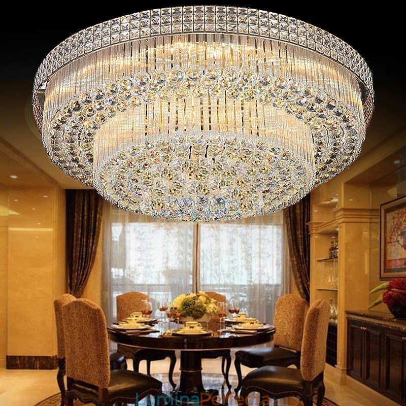 Candelabru modern de cristal rotund montat la nivel