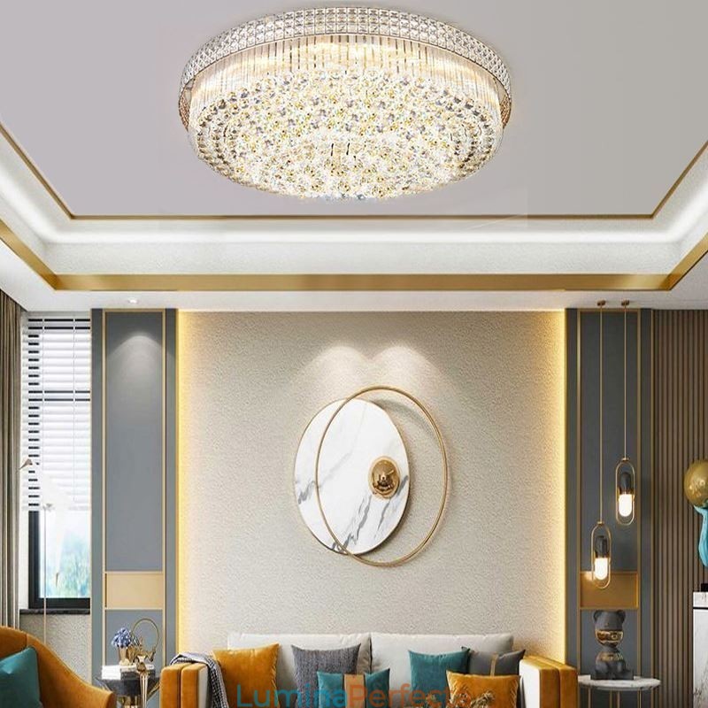 Candelabru modern de cristal rotund montat la nivel