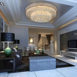Candelabru modern de cristal rotund montat la nivel