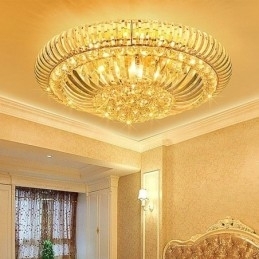 Iluminat rotund din cristal, modern, simplu, montat la nivel