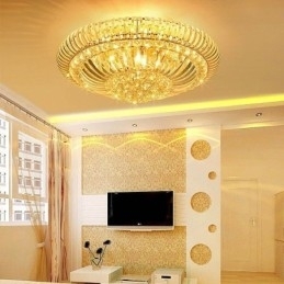 Iluminat rotund din cristal, modern, simplu, montat la nivel