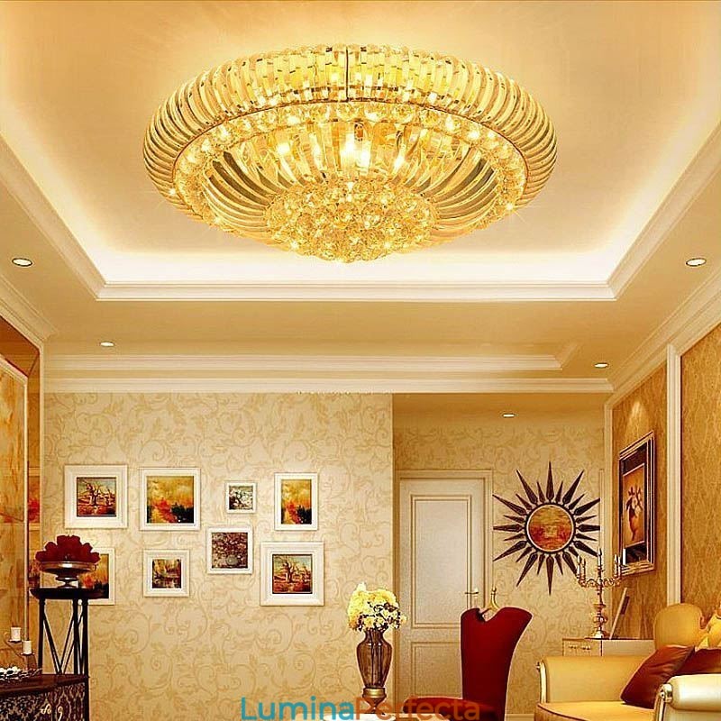 Iluminat rotund din cristal, modern, simplu, montat la nivel