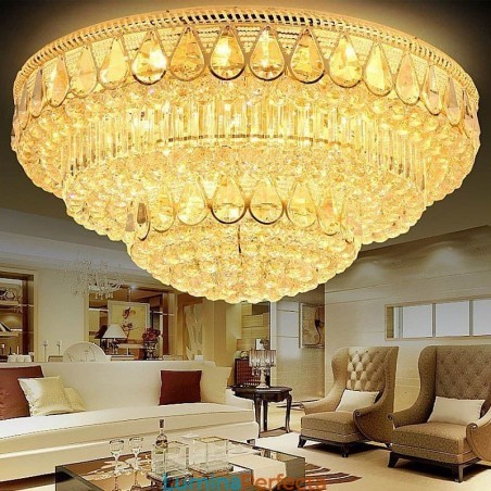 Plafoniera de lux cu montare încastrabilă din cristal Lumină rotundă Plafoniera de lux cu montare încastrabilă din cristal Lumină rotundă