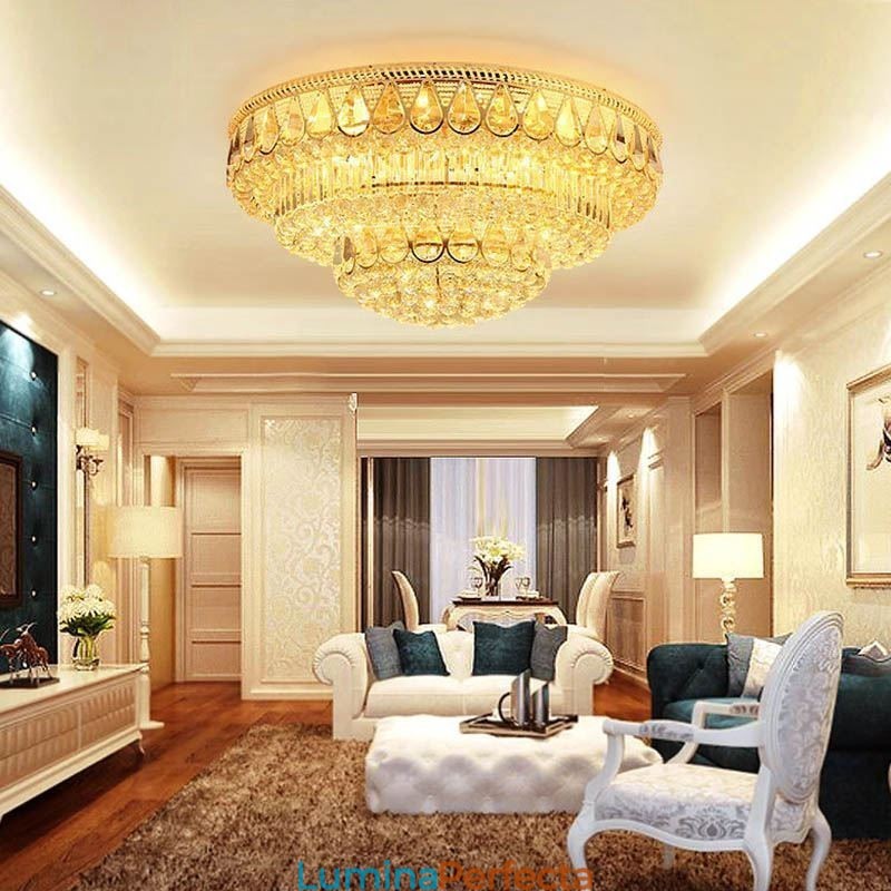 Plafoniera de lux cu montare încastrabilă din cristal Lumină rotundă