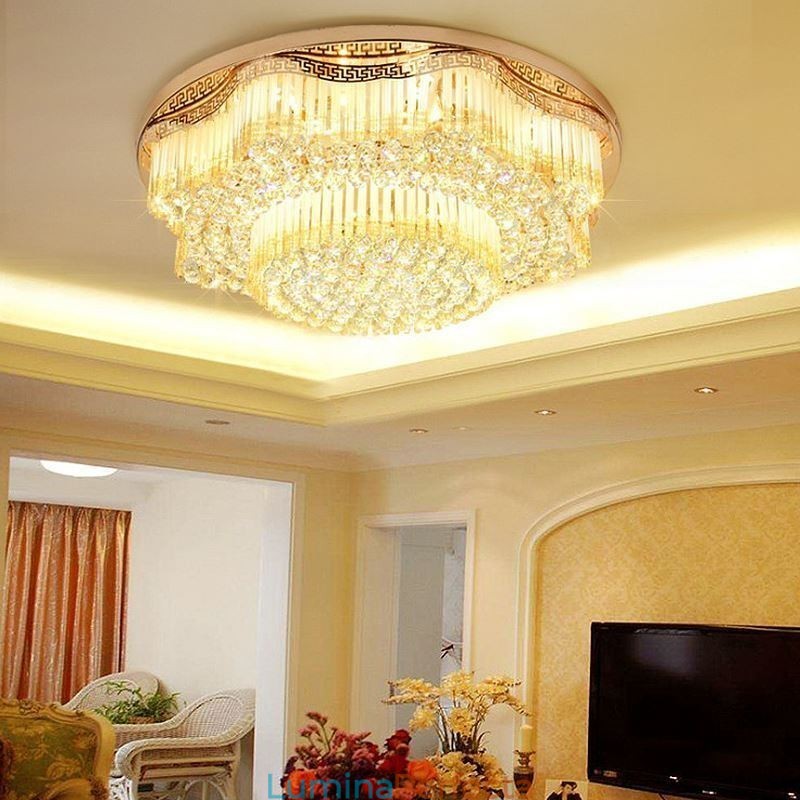 Plafoniera contemporană de cristal cu montaj încastrat Iluminat rotund de lux