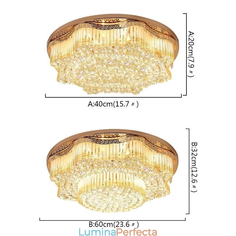 Plafoniera contemporană de cristal cu montaj încastrat Iluminat rotund de lux