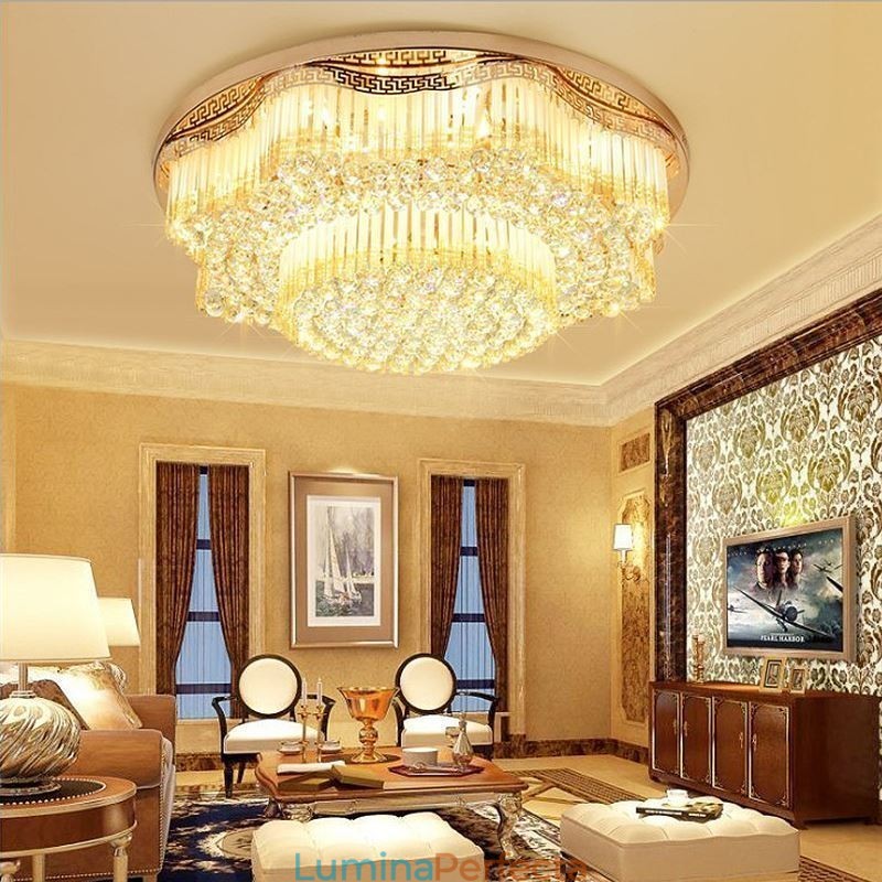 Plafoniera contemporană de cristal cu montaj încastrat Iluminat rotund de lux