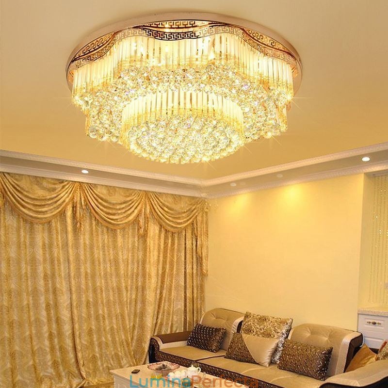 Plafoniera contemporană de cristal cu montaj încastrat Iluminat rotund de lux