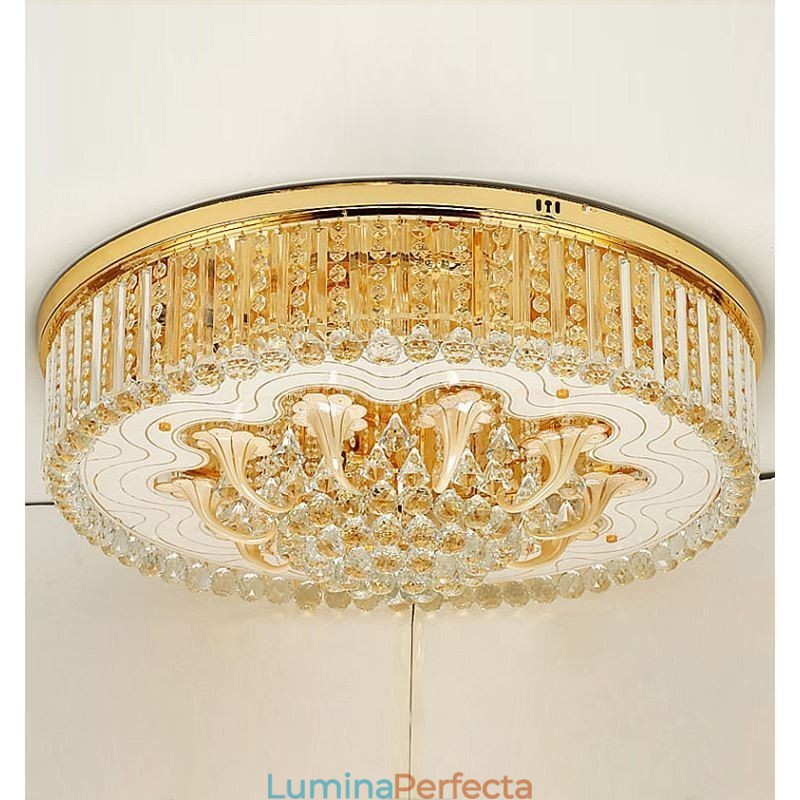 Plafoniera grațioasă de cristal auriu