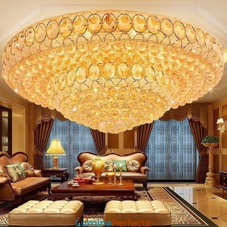 Plafoniera de lux din cristal Iluminat european rotund, montat la nivel Plafoniera de lux din cristal Iluminat european rotund, montat la nivel