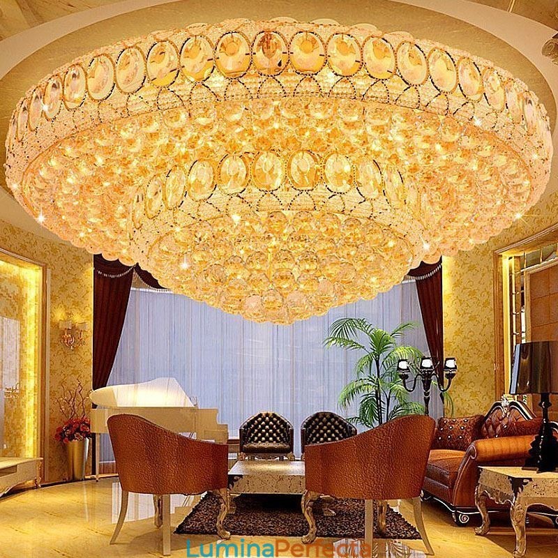 Plafoniera de lux din cristal Iluminat european rotund, montat la nivel