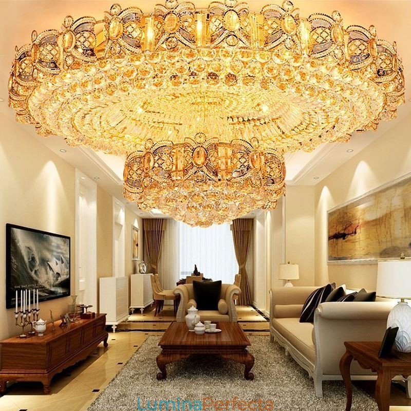 Plafoniera modernă de cristal auriu Iluminat rotund cu montare încastrabilă