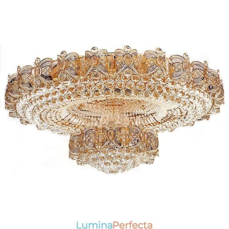 Plafoniera modernă de cristal auriu Iluminat rotund cu montare încastrabilă
