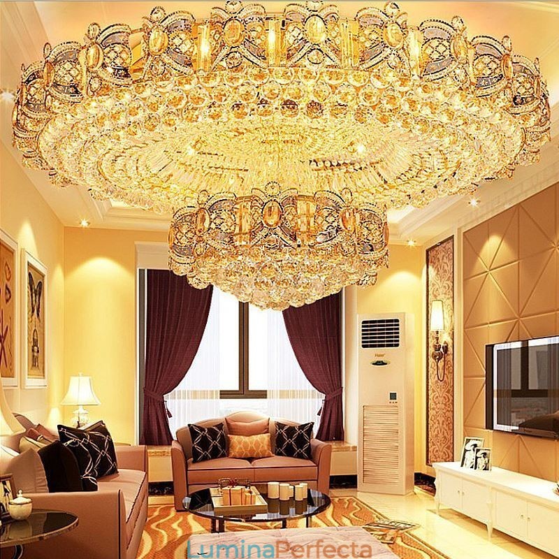 Plafoniera modernă de cristal auriu Iluminat rotund cu montare încastrabilă