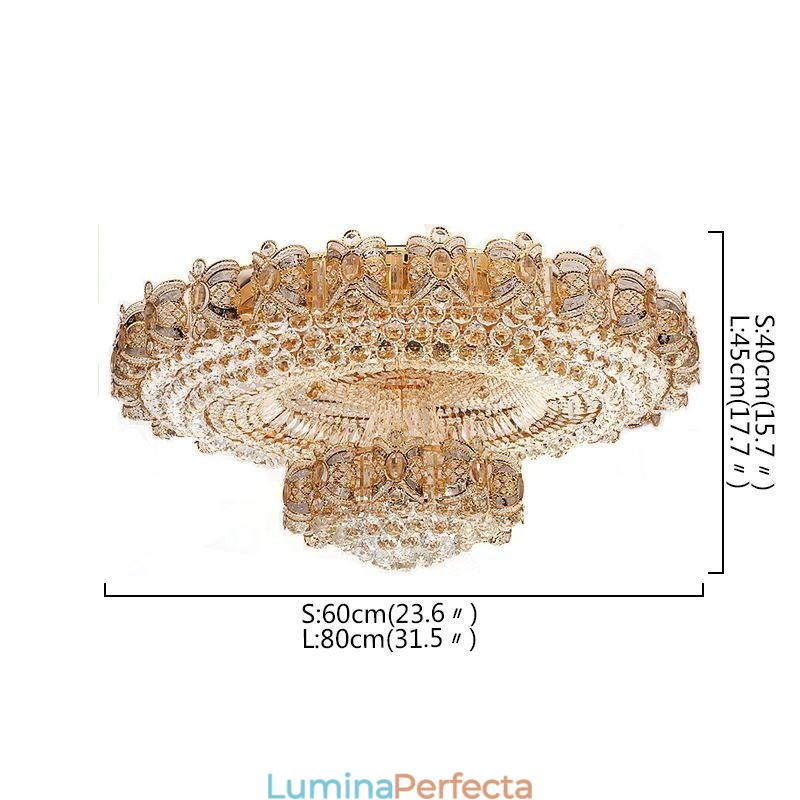 Plafoniera modernă de cristal auriu Iluminat rotund cu montare încastrabilă