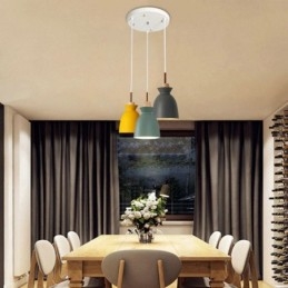 Lampă Nordic Simple Macaron Pandantiv Iron Arti Trei Lumini