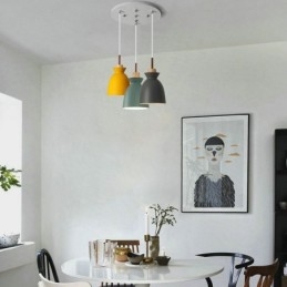Lampă Nordic Simple Macaron Pandantiv Iron Arti Trei Lumini