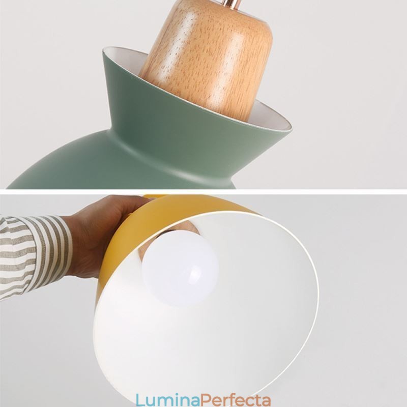 Lampă Nordic Simple Macaron Pandantiv Iron Arti Trei Lumini