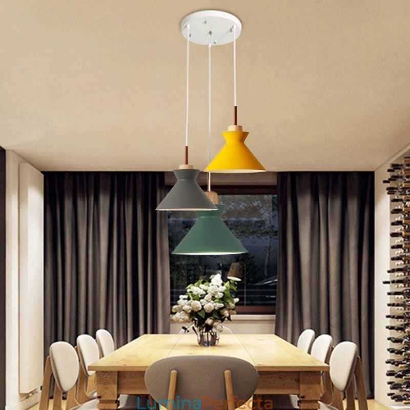 Nordic Macaron Island 3 Lumini Pendant Iluminat Simplu Iron Arti Trei Lumini