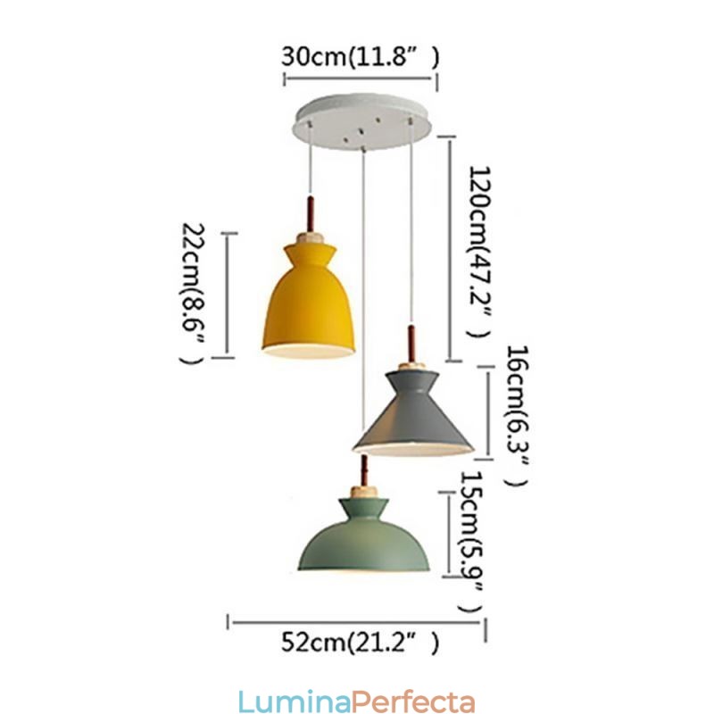 Lampă de suspendare Macaron Nordic Iron Simplu Arti Three Lights Fixture