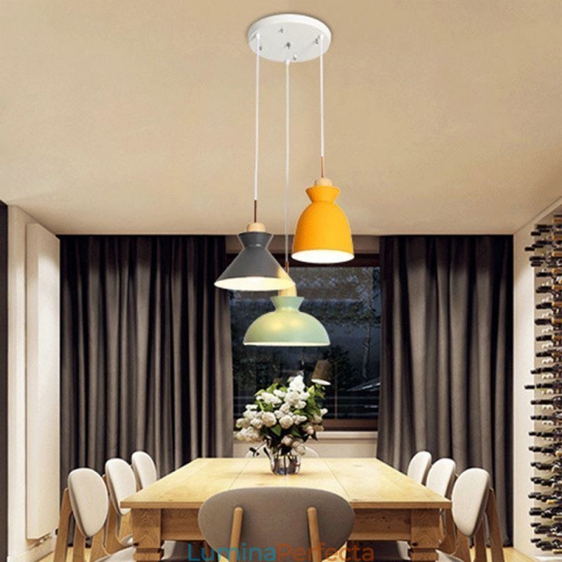 Lampă de suspendare Macaron Nordic Iron Simplu Arti Three Lights Fixture