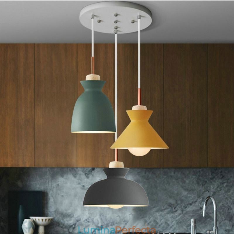 Lampă de suspendare Macaron Nordic Iron Simplu Arti Three Lights Fixture