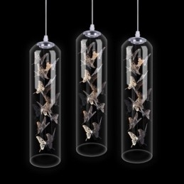 Lampă suspendată din sticlă Lampă cilindră nordică creativă Fluture