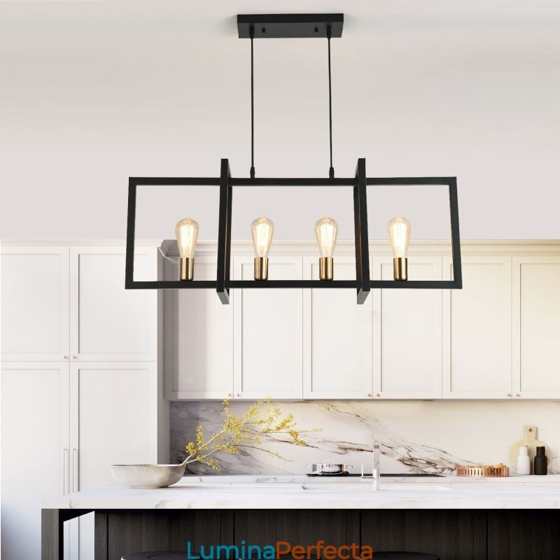 Lampă suspendată cu 4 lumini în stil industrial Lightingway