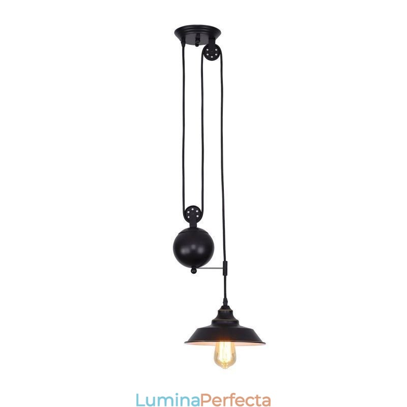Lampă suspendată cu scripete pentru fermă industrială, design retractabil, înălțime reglabilă