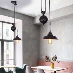 Lampă suspendată cu scripete pentru fermă industrială, design retractabil, înălțime reglabilă