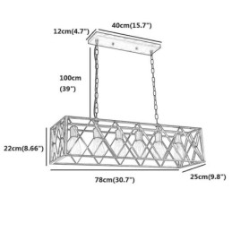 Lampă suspendată dreptunghiulară rustică cu 6 lumini suspendată Farmhouse