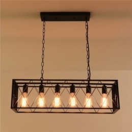 Lampă suspendată dreptunghiulară rustică cu 6 lumini suspendată Farmhouse