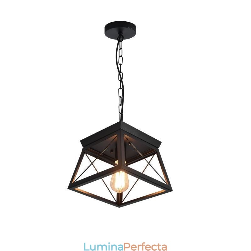 Plafoniera trapezoidală vintage metal negru