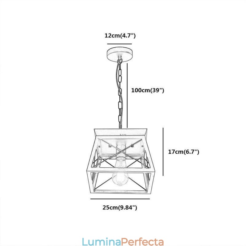 Plafoniera trapezoidală vintage metal negru