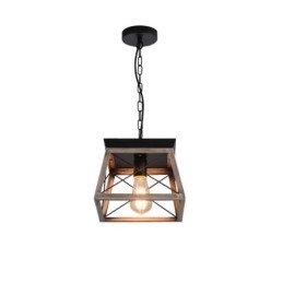 Lampă de suspendare trapezoidală vintage, metal negru