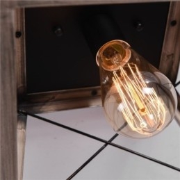 Lampă de suspendare trapezoidală vintage, metal negru