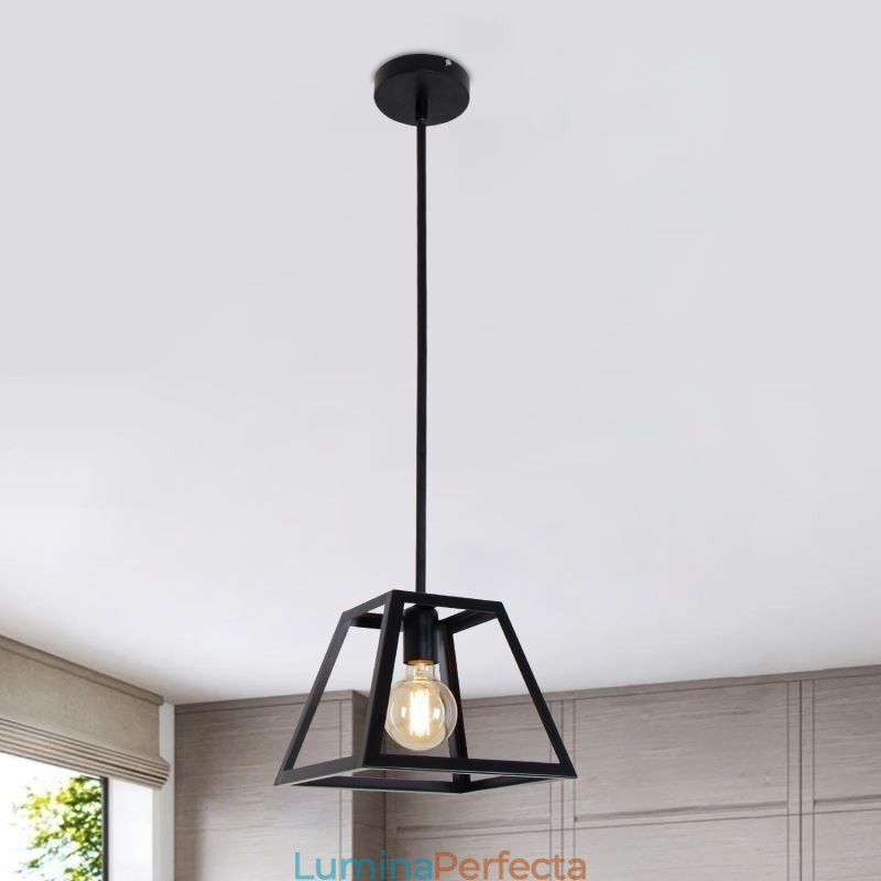 Plafoniera Rustic Farmhouse Pendant Mini Industrială Metal Plafoniera Forma Trapezoidală Insulă