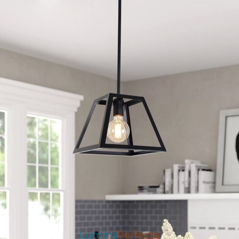 Plafoniera Rustic Farmhouse Pendant Mini Industrială Metal Plafoniera Forma Trapezoidală Insulă