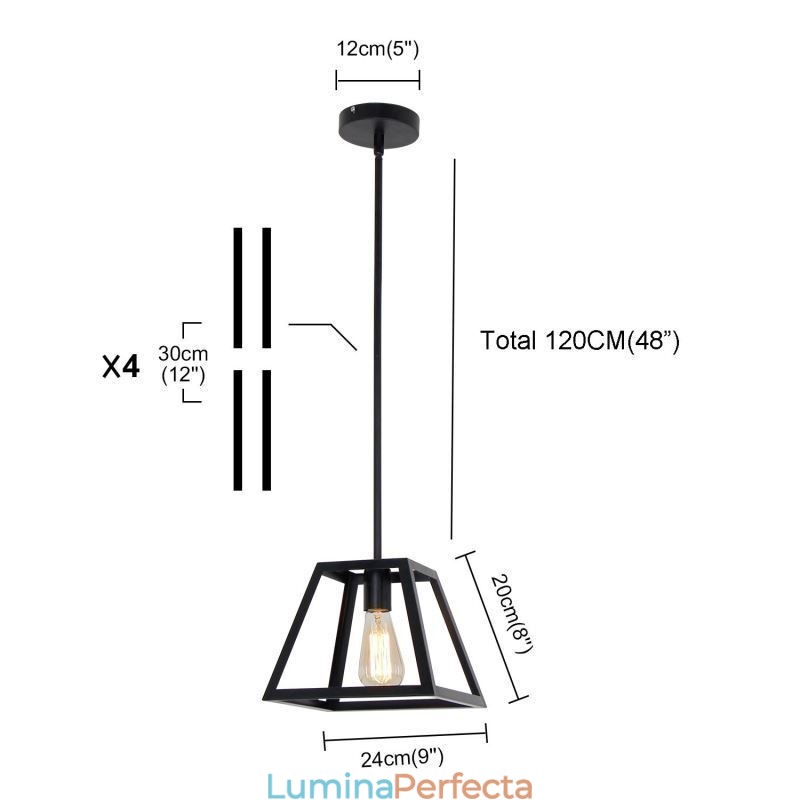 Plafoniera Rustic Farmhouse Pendant Mini Industrială Metal Plafoniera Forma Trapezoidală Insulă
