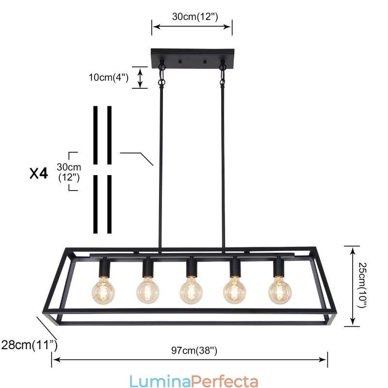 Plafoniera industrială metal suspendată, trapezoidală
