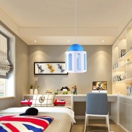 Lampă suspendată în formă de castel Lumină modernă de culoare albastru și alb