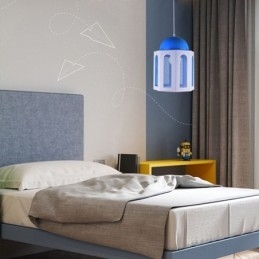 Lampă suspendată în formă de castel Lumină modernă de culoare albastru și alb
