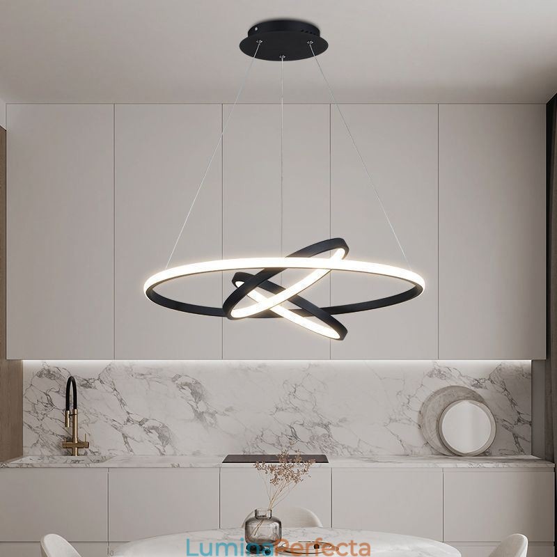Candelabru modern, iluminat cu pandantiv cu 3 inele
