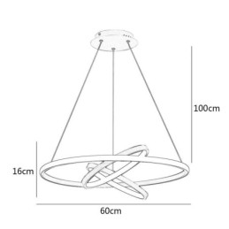 Candelabru modern, iluminat cu pandantiv cu 3 inele