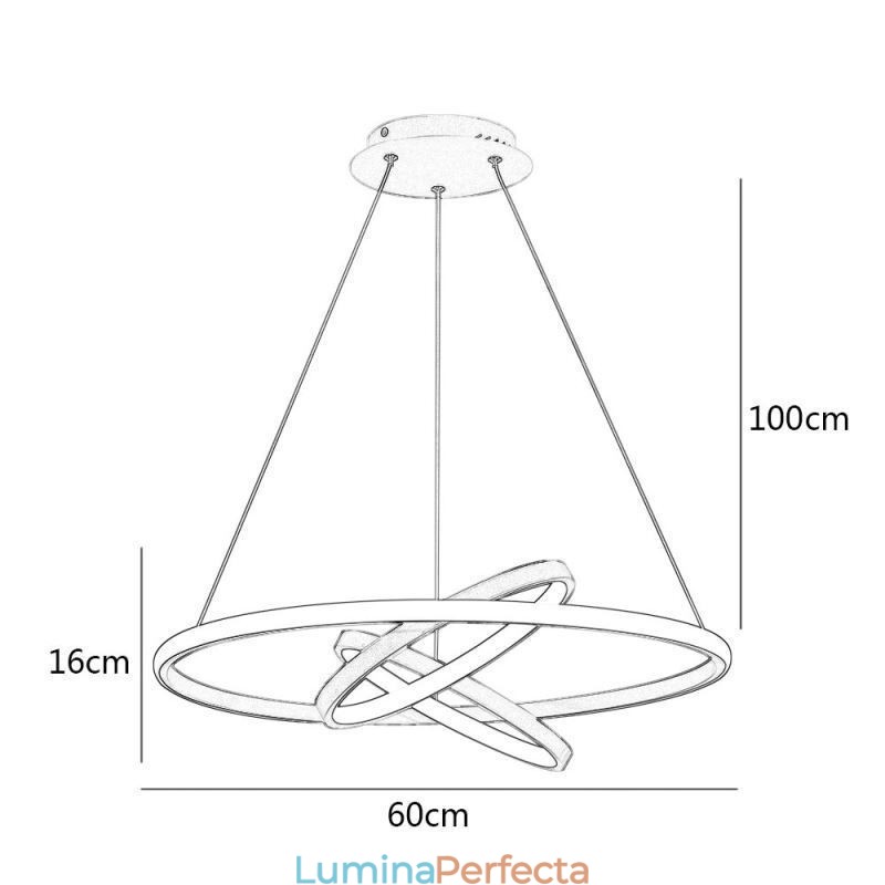 Candelabru modern, iluminat cu pandantiv cu 3 inele
