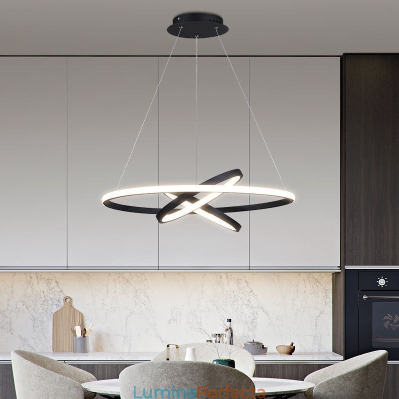Candelabru modern, iluminat cu pandantiv cu 3 inele