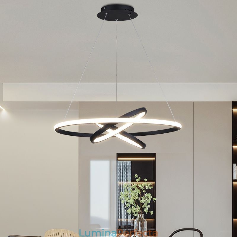 Candelabru modern, iluminat cu pandantiv cu 3 inele