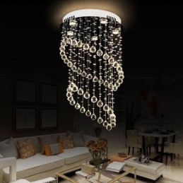Plafoniera rotundă cu picătură de ploaie candelabru modern din cristal