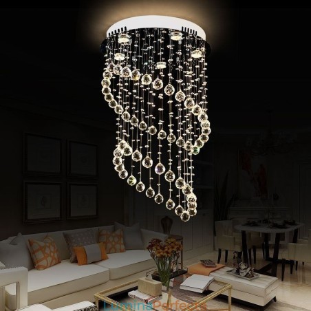 Plafoniera rotundă cu picătură de ploaie candelabru modern din cristal Plafoniera rotundă cu picătură de ploaie candelabru modern din cristal