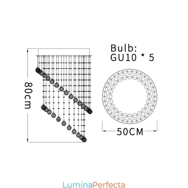 Plafoniera rotundă cu picătură de ploaie candelabru modern din cristal